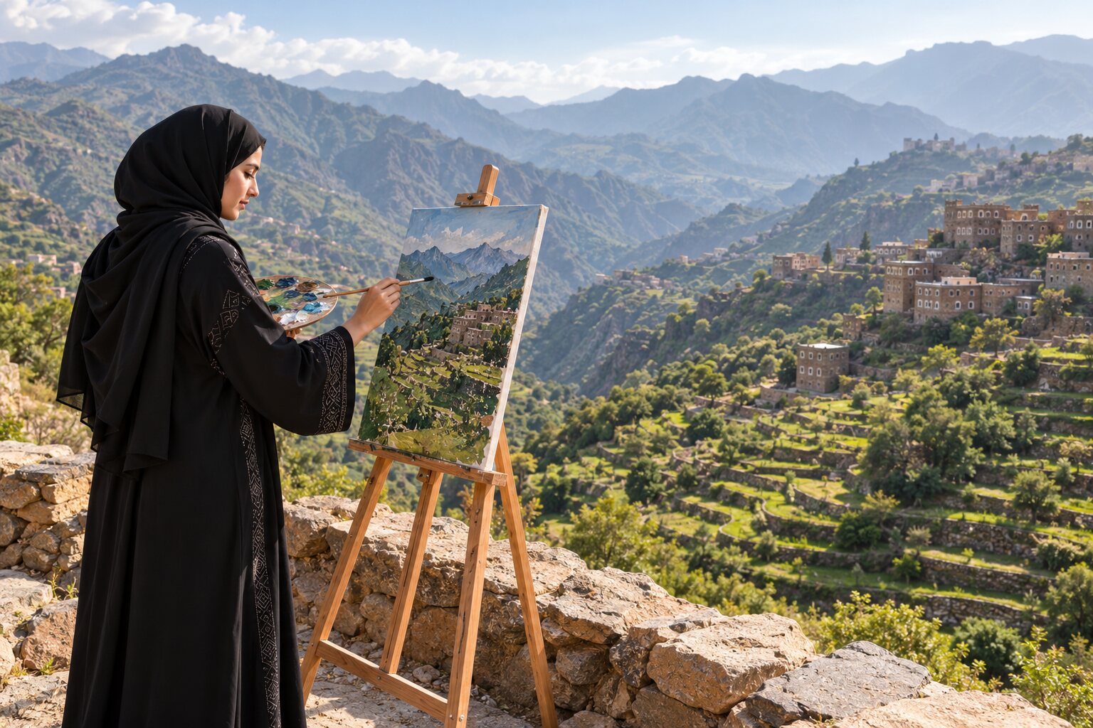 صورة توضيحية لتجربة أيام في مرسم الجبل
